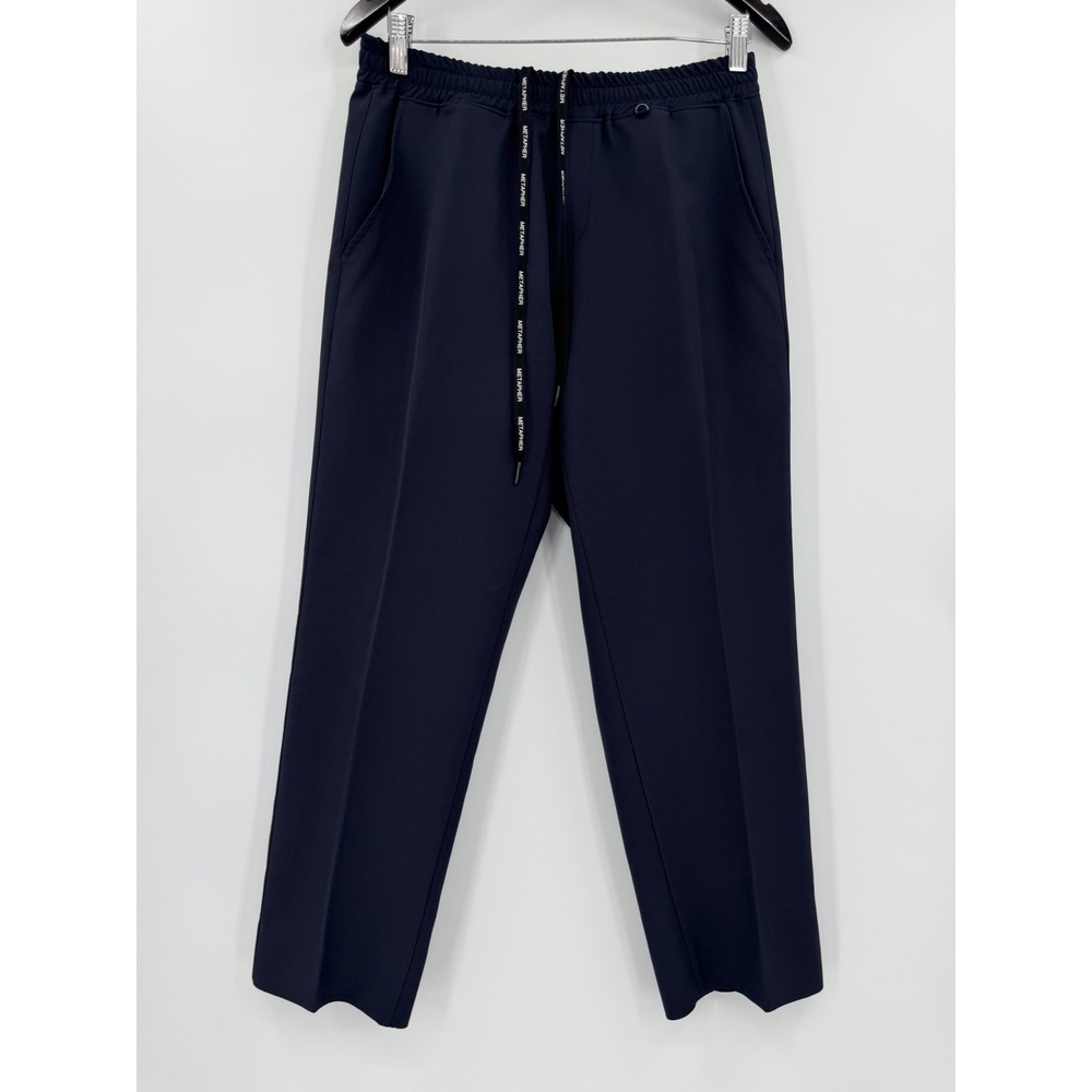 METAPHER MET Slit Wide Leg Slacks Womens M Navy Pull On Stretch Pants Korea